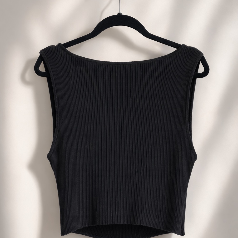 JUSTFAB Black Ribbed Wrap Sleeveless Top – NWT Size: XXL‎ - Picture 2 of 4